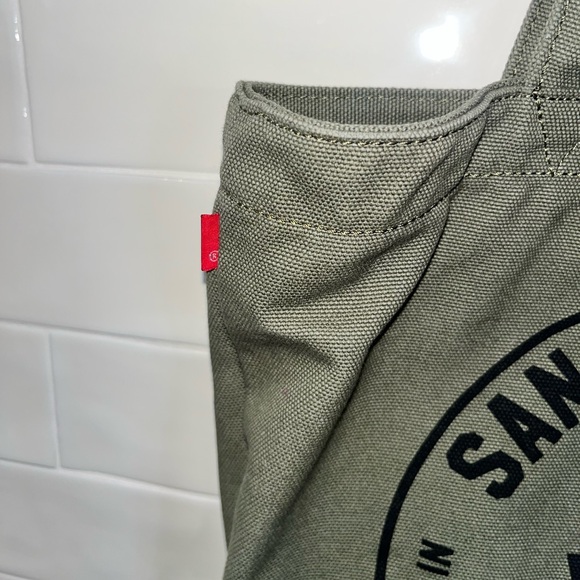 Levi's California Canvas Tote Bag Olive Green 100% Cotton - Picture 7 of 9